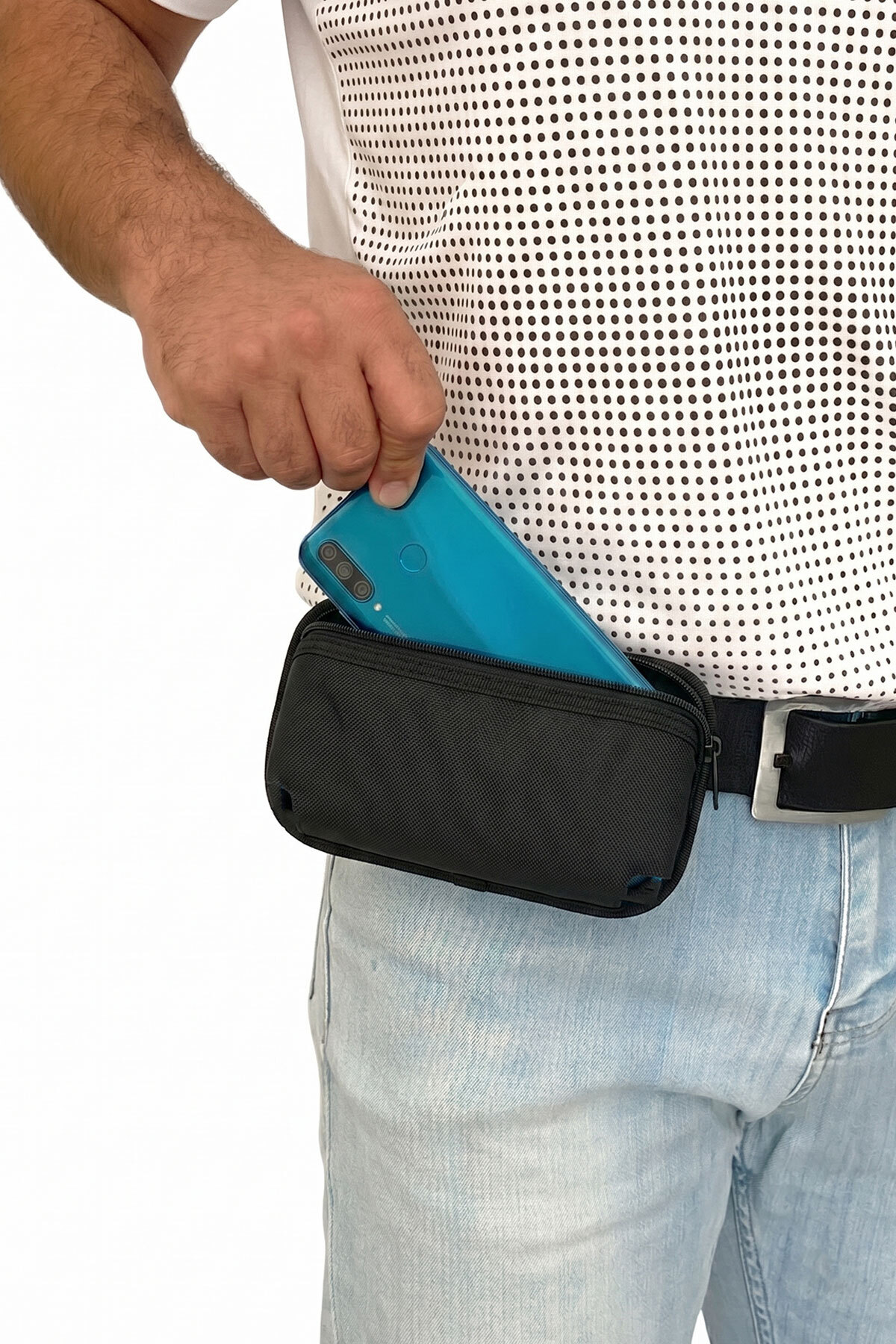 Lederax Kemere Takılan Fermuarlı Yatay Telefon Kılıfı LD702
