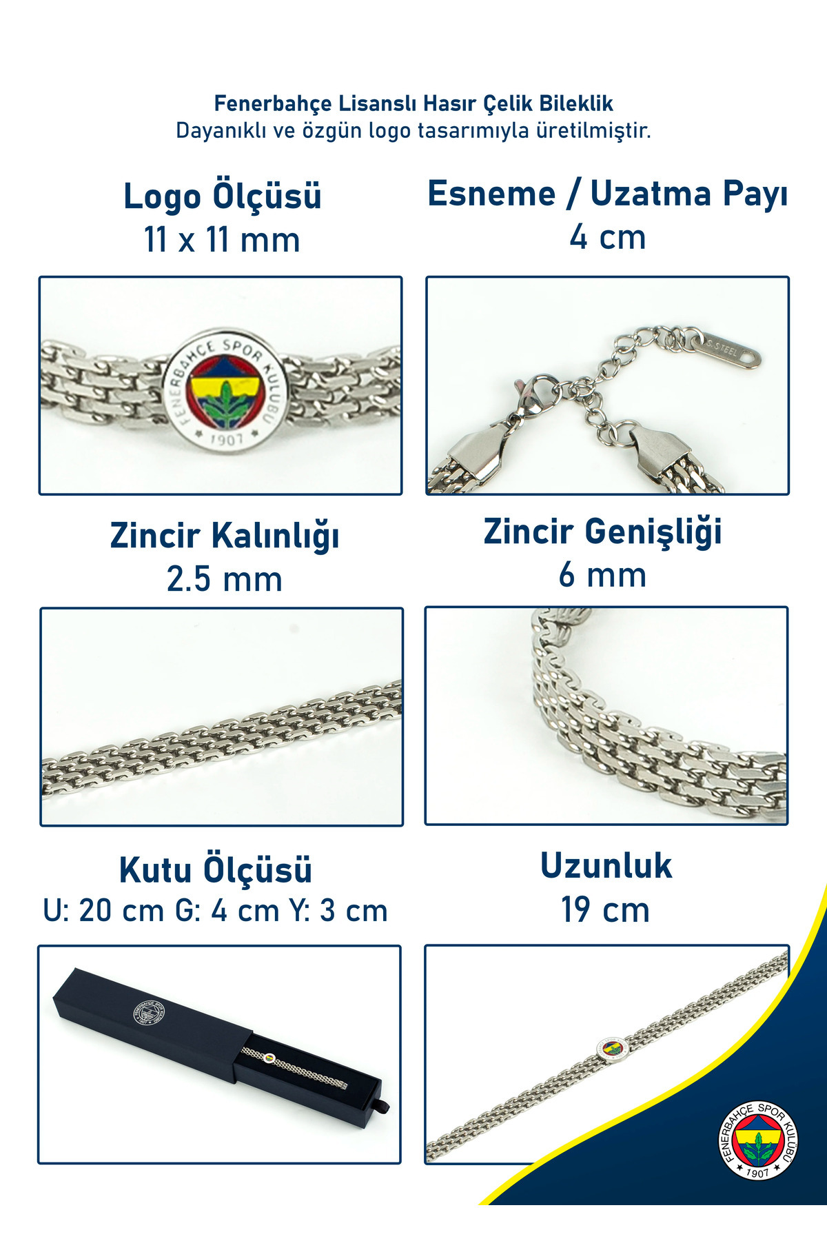 Fenerbahçe Fb HASIR ÇELİK BİLEKLİK görsel 3