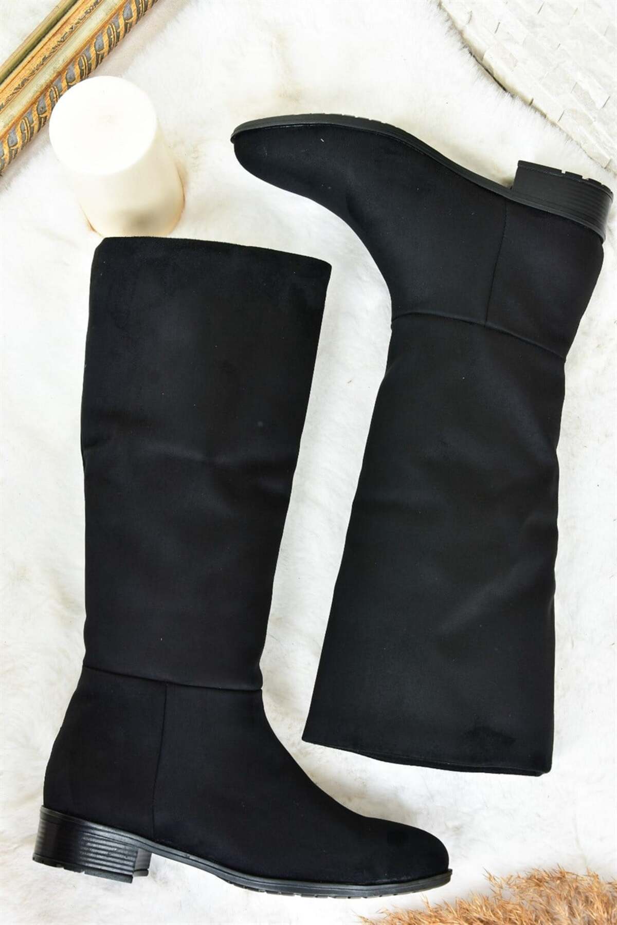 Fox Shoes Siyah Süet Düz Taban Günlük Kadın Çizme L726600902 görsel 5