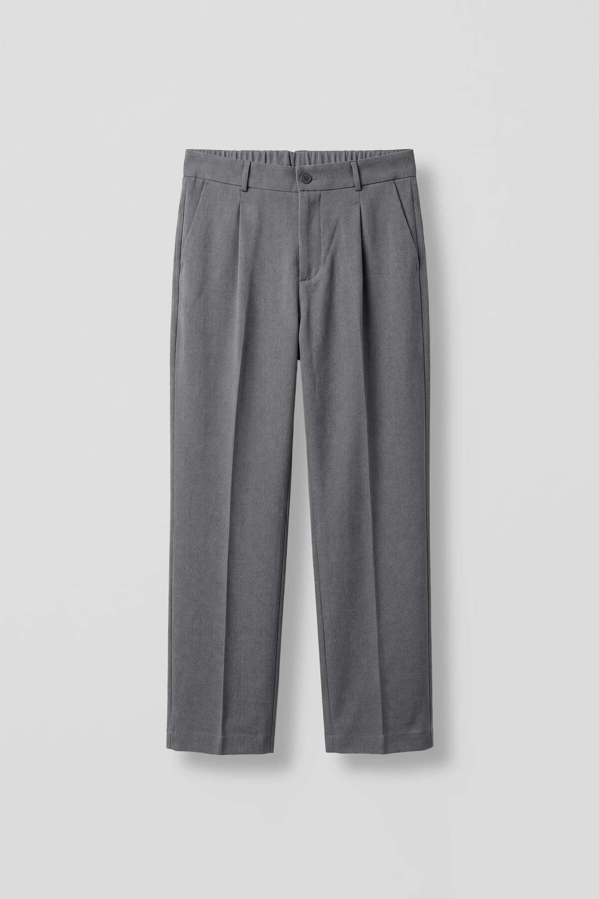 Men's Baggy Fit Elastic Waist Casual Pants Gray Melange