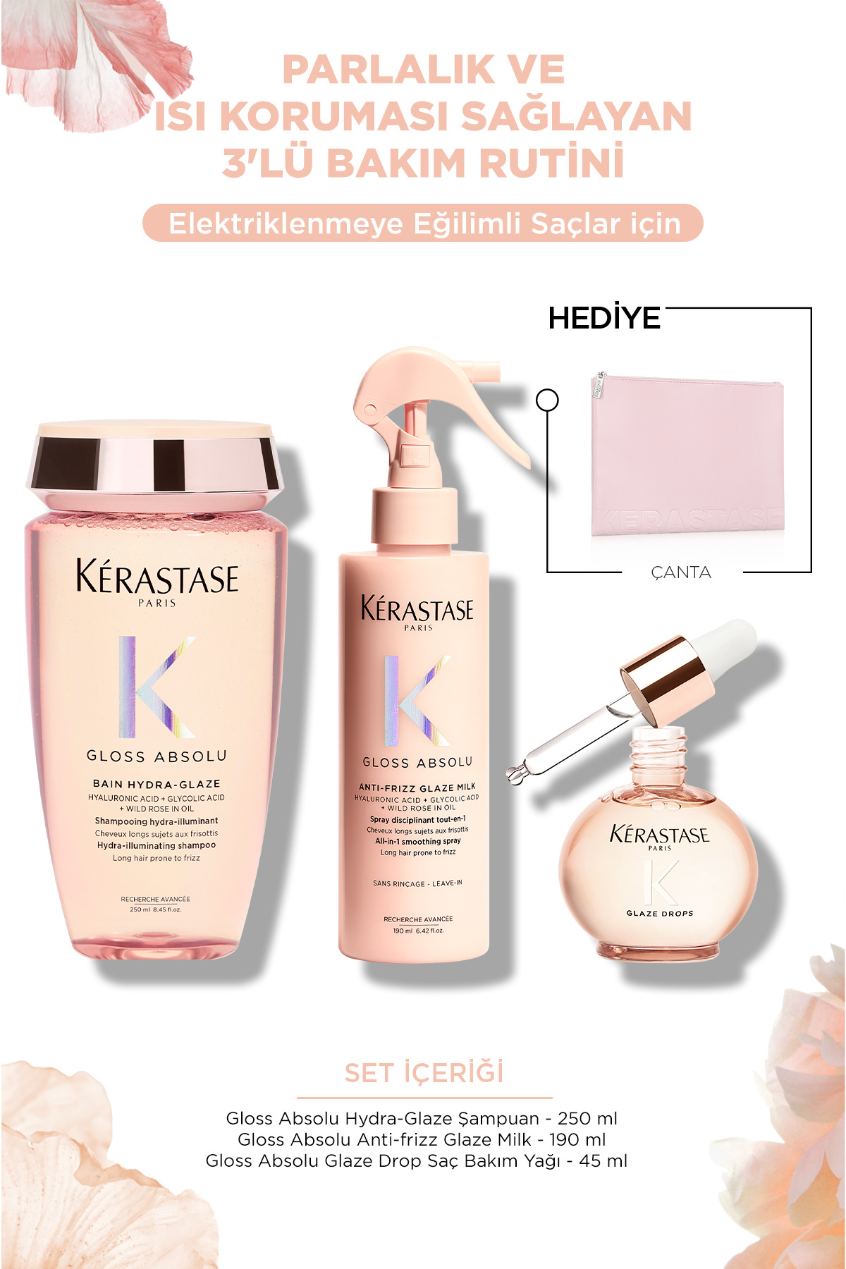 Kerastase Gloss Absolu Elektriklenme Karşıtı Saç Bakım Seti - Bain