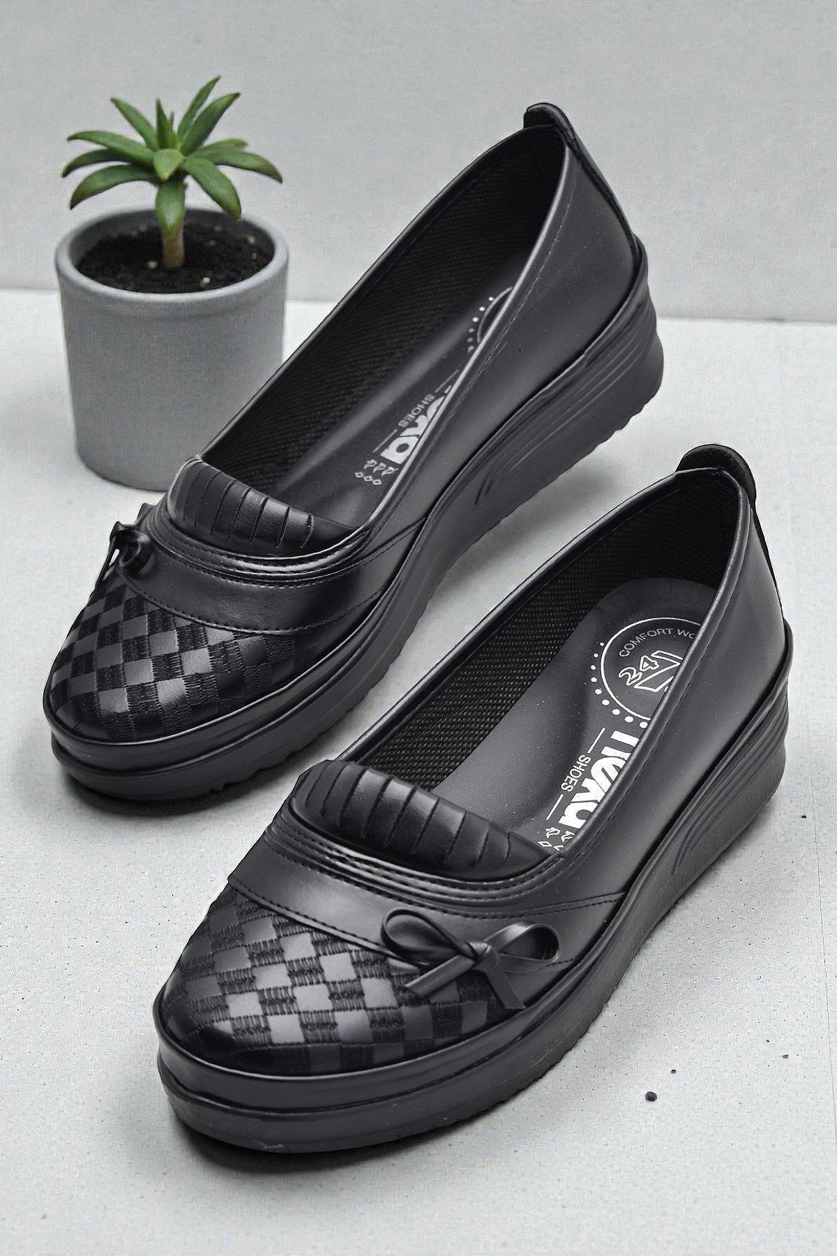 ISPARTALILAR 25-22 Orthopedic Sole Black Daily Women's Shoes Casual Women's Shoes
