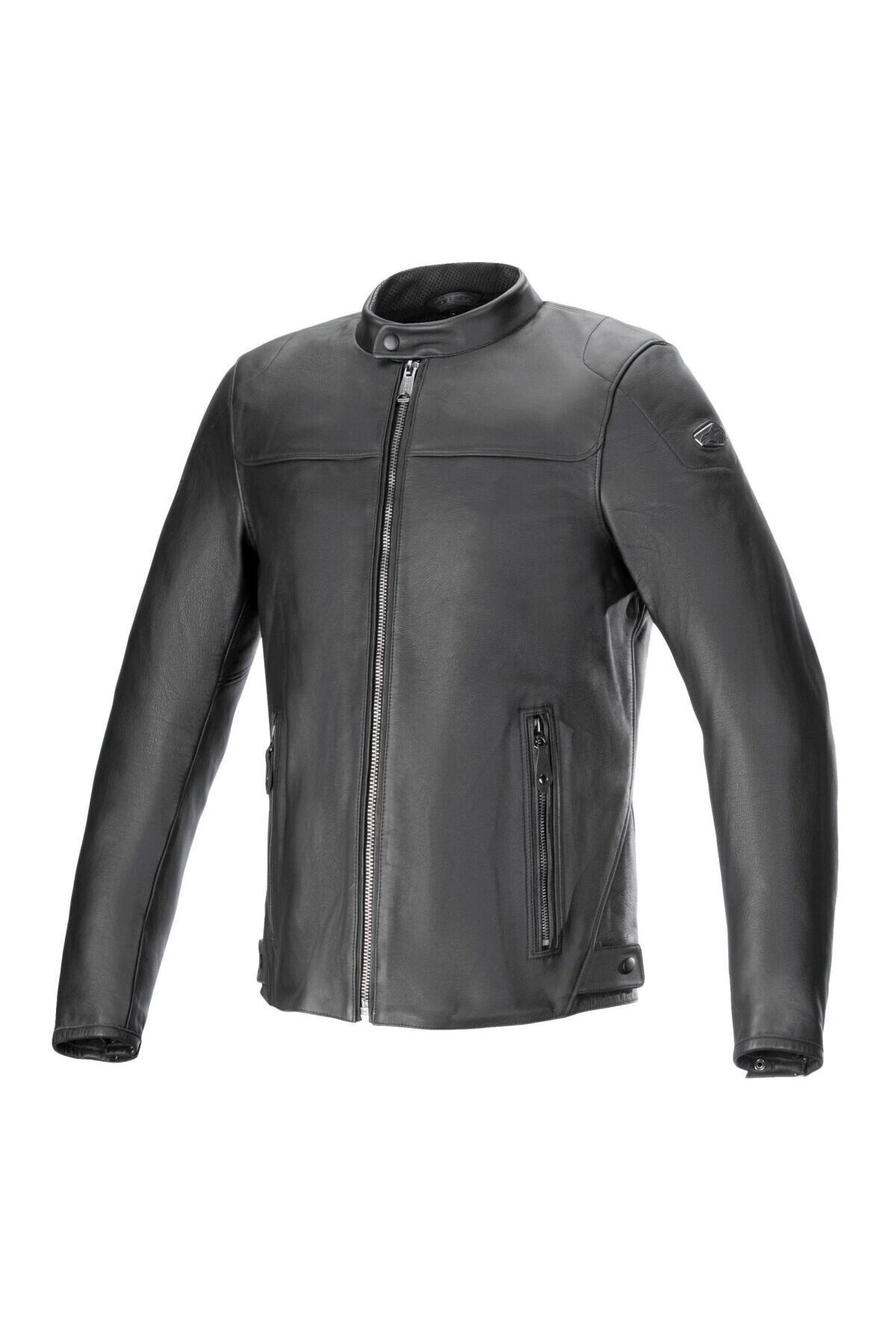Alpinestars Blacktrak Korumalı Deri Motosiklet Montu Siyah Siyah