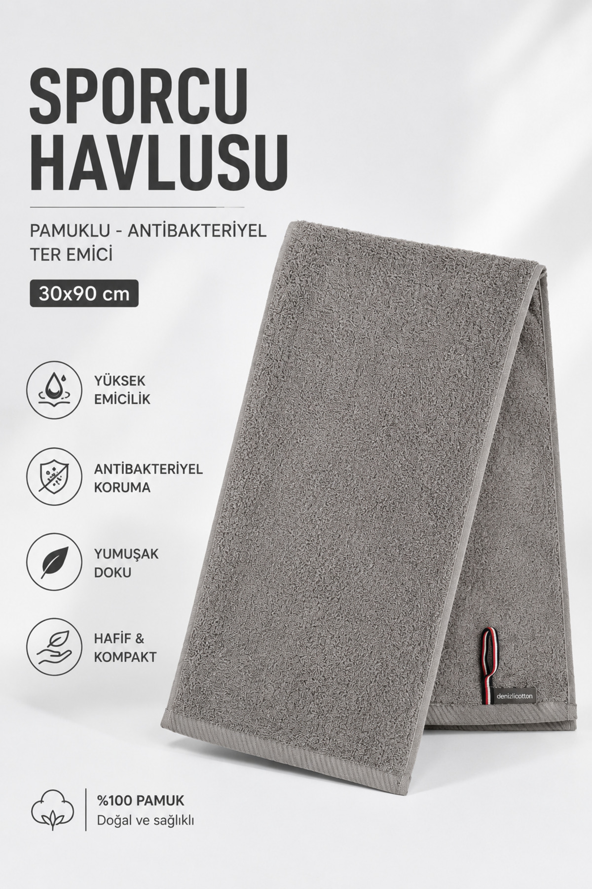 Cotton Sports Towel 30x90 cm Sweat Absorbent Lightweight Fitness Pilates Running Towel