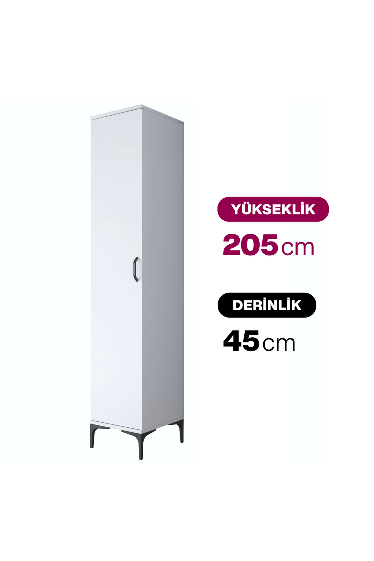 Rani JE252 Multipurpose Cabinet Single Door 5 Shelf Pantry Kitchen Cabinet White