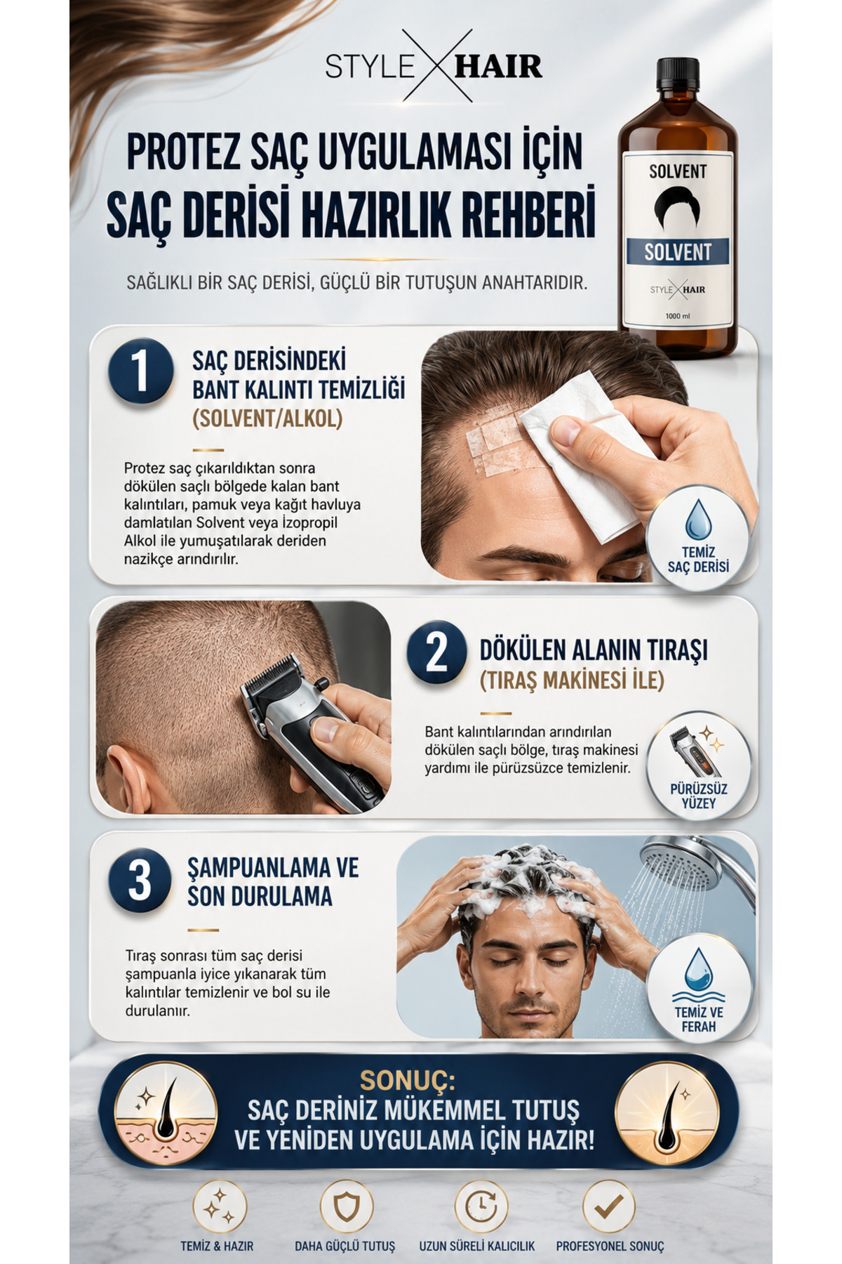Style Hair Protez Saç Temizleme Solventi 1 LT — Solvent1LT — تصویر 5 از 6