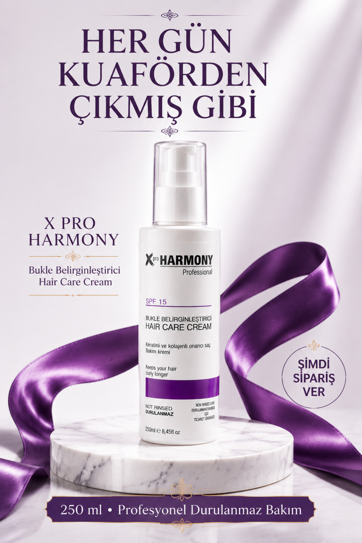 Koruyucu SPF15 Keratin-Kolajen içerikli Bukle Belirginleştirici Durulanmayan Saç Kremi — XPH-8682887911758 — تصویر 7 از 8