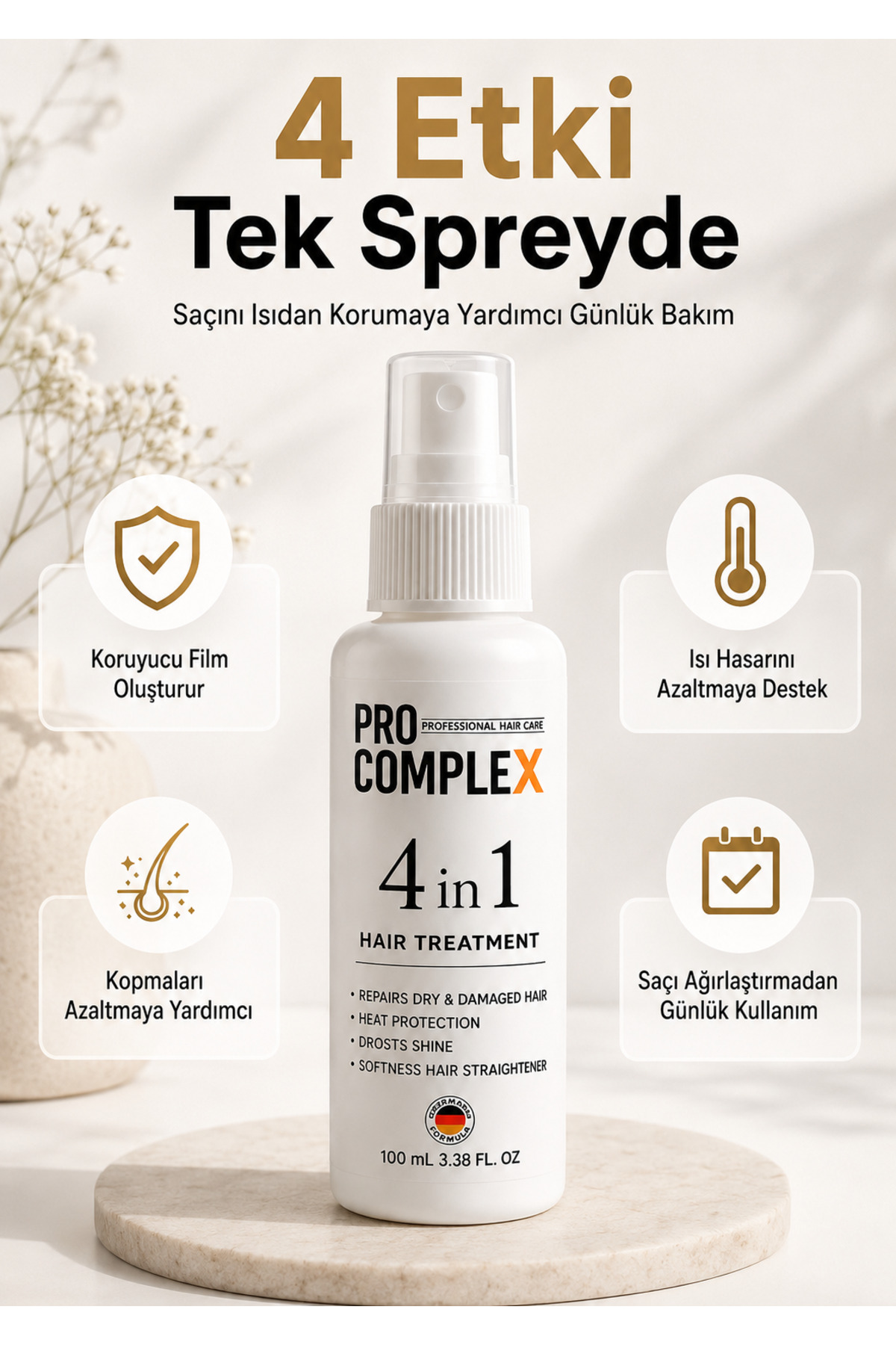 pro complex Isı Koruyucu Saç Spreyi 100 ml – Fön, Düzleştirici ve Maşa Öncesi Saç Bakımı — ısıkoruyucu — تصویر 4 از 4