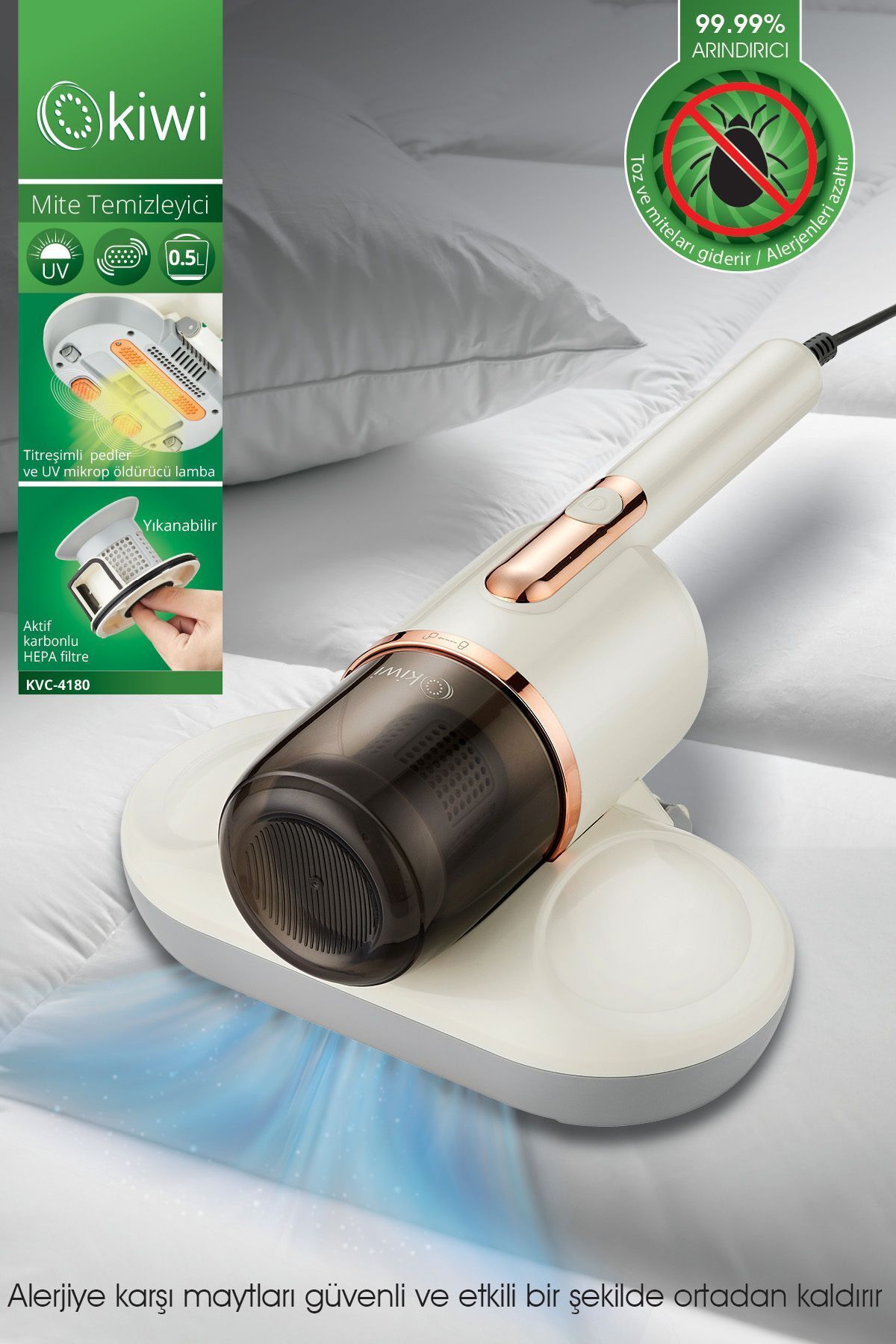 Kiwi Kvc-4180 UV Işıklı Hepa Filtreli Yastık, Yatak, Kanepe El