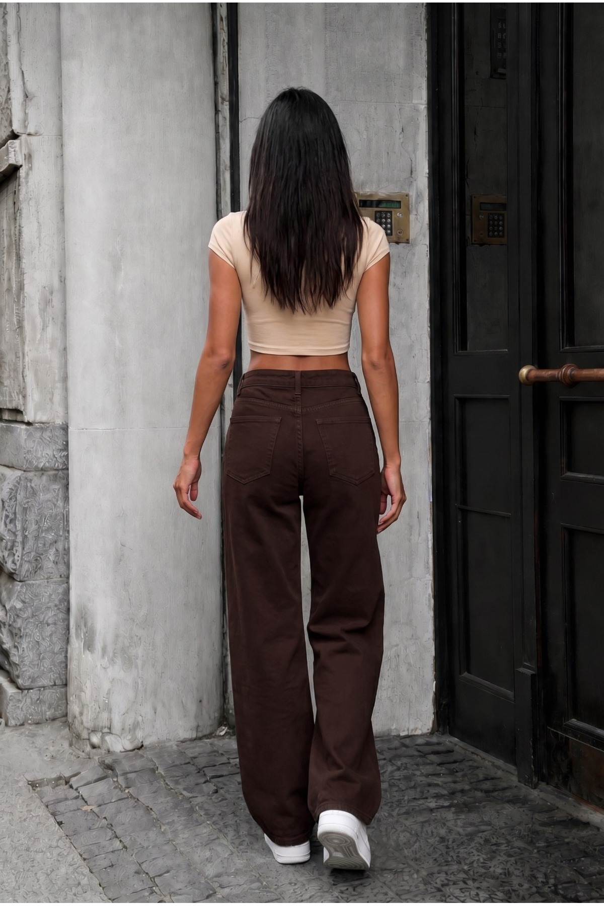 alanora Kadın Yüksek Bel Likralı Geniş Paça Palazzo Jeans görsel 5