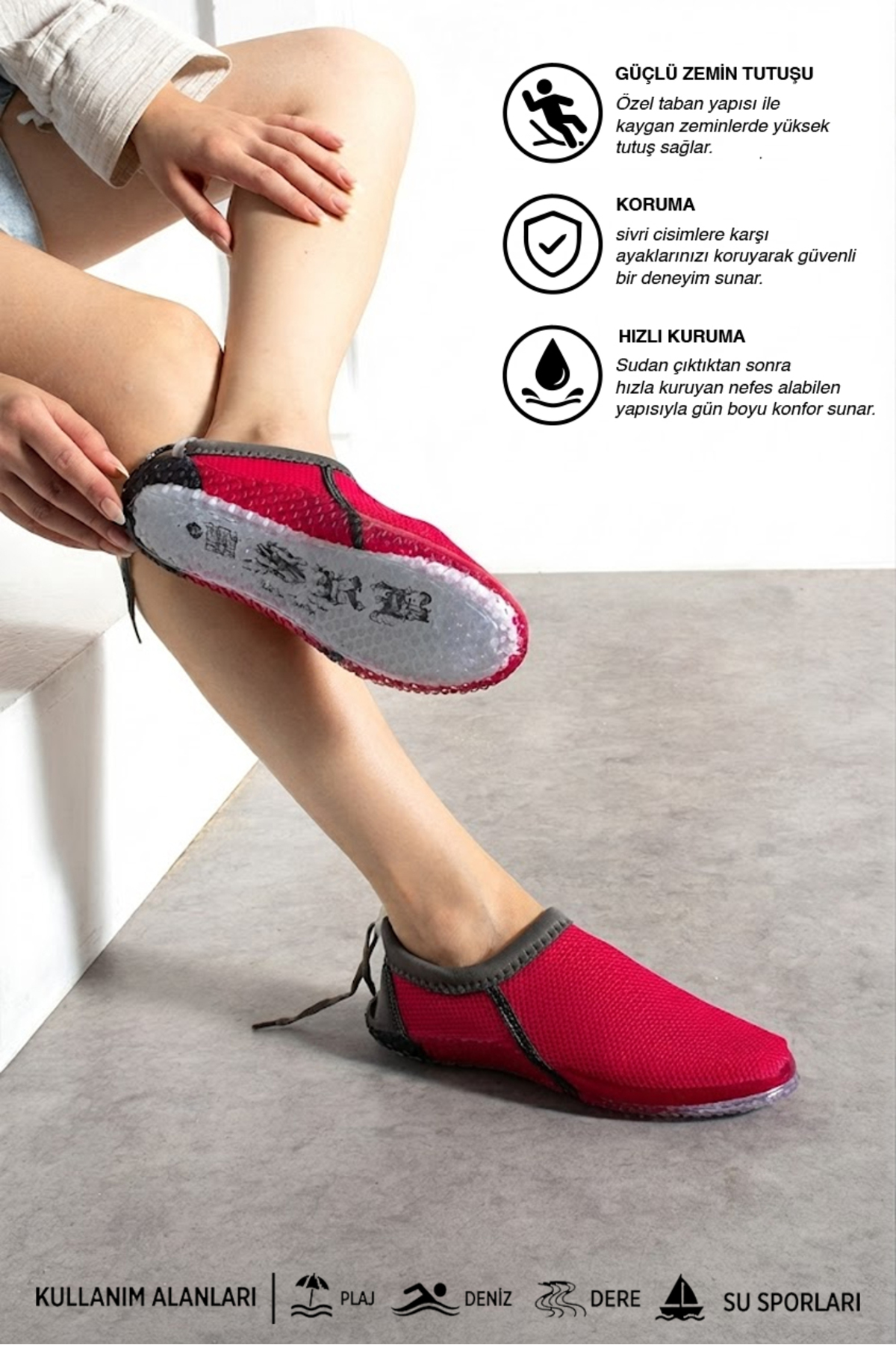 İmerShoes Unisex Yetişkin Fuşya Deniz Ayakkabısı Kaymaz Taban Çok Amaçlı Şık Havuz Plaj Rafting Patiği 521 görsel 3