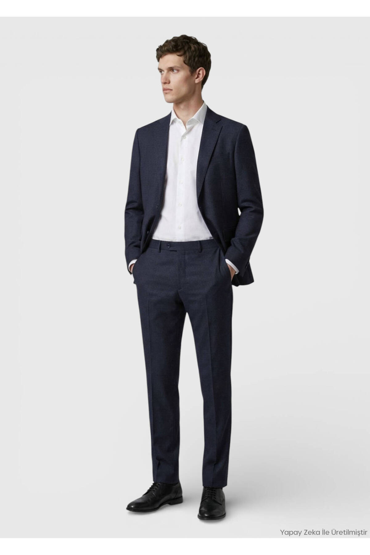 Ramsey Antrasit Kareli Zeroweight Slim Fit %100 Yün Takım Elbise görsel 2
