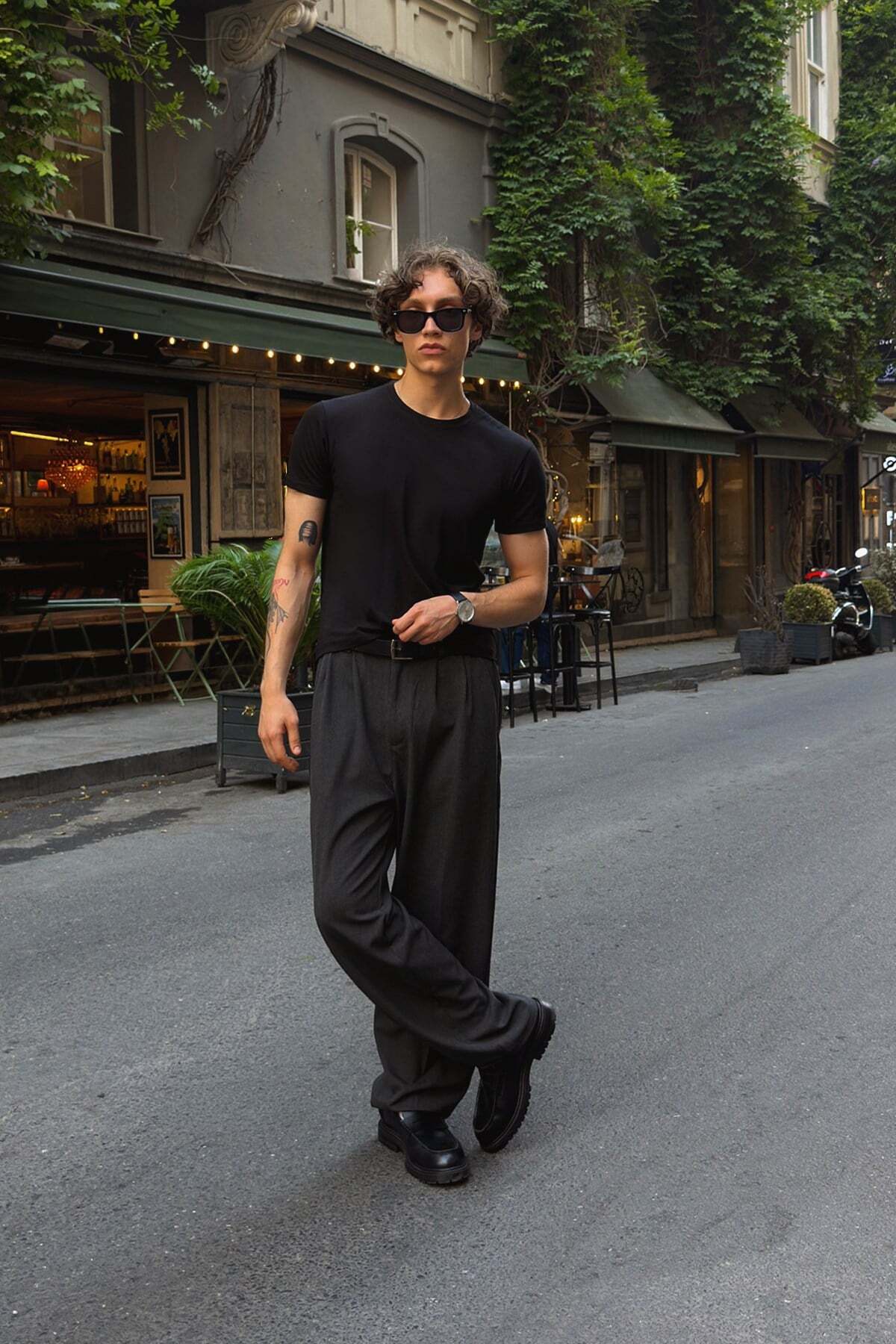Flaw Wear Basic Slim Fit Siyah Tişört görsel 5