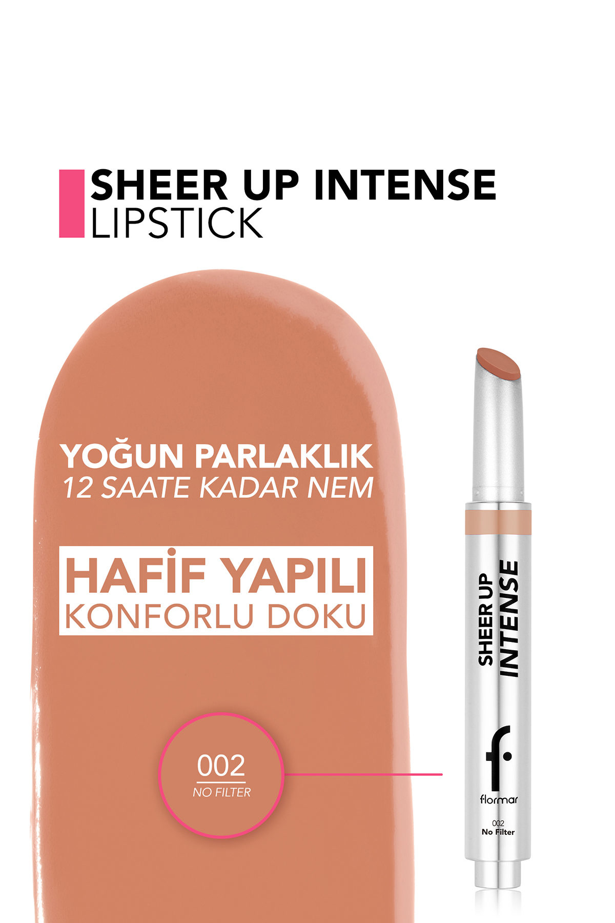 رژ لب ژل کرم‌دار شفاف Sheer Up Intense با پایان براق - 002 No Filter