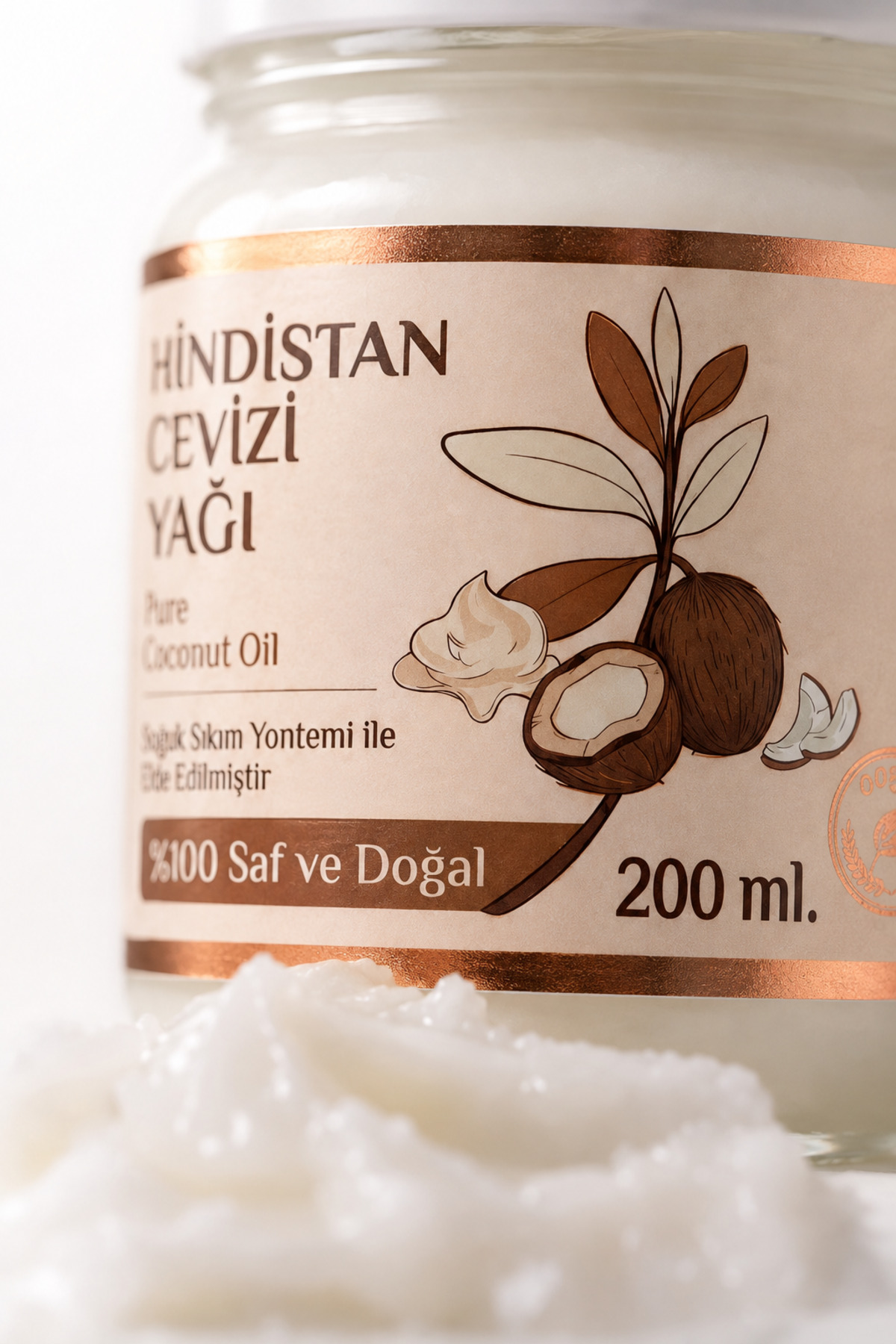 200 ml Saf Hindistan Cevizi Yağı / Soğuk Sıkım / %100 Saf Ve Doğal / Coconut Oil — 250-ml-hindistan-cv-yag — تصویر 6 از 8