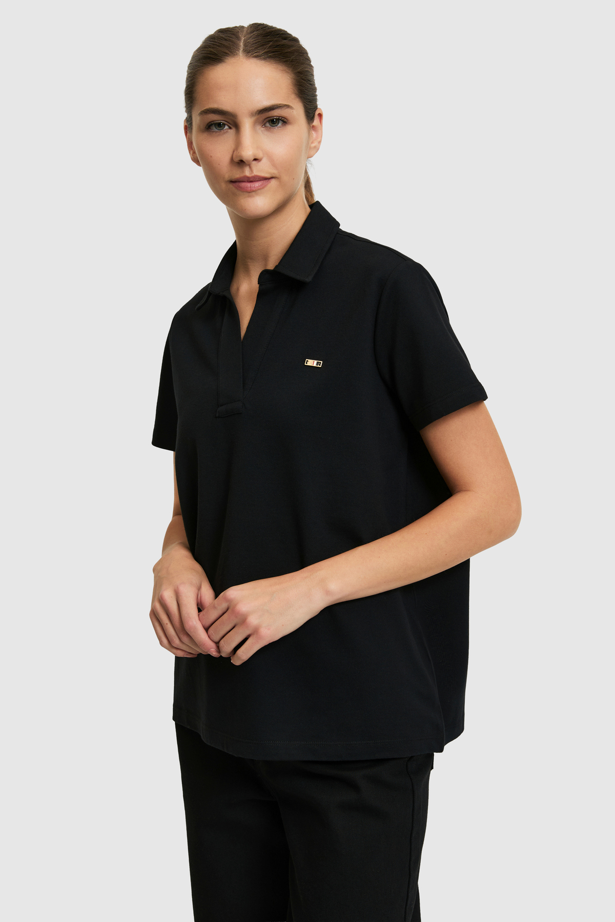 U.S. Polo Assn. Kadın Siyah Basic Tişört 50323447-VR046 görsel 3