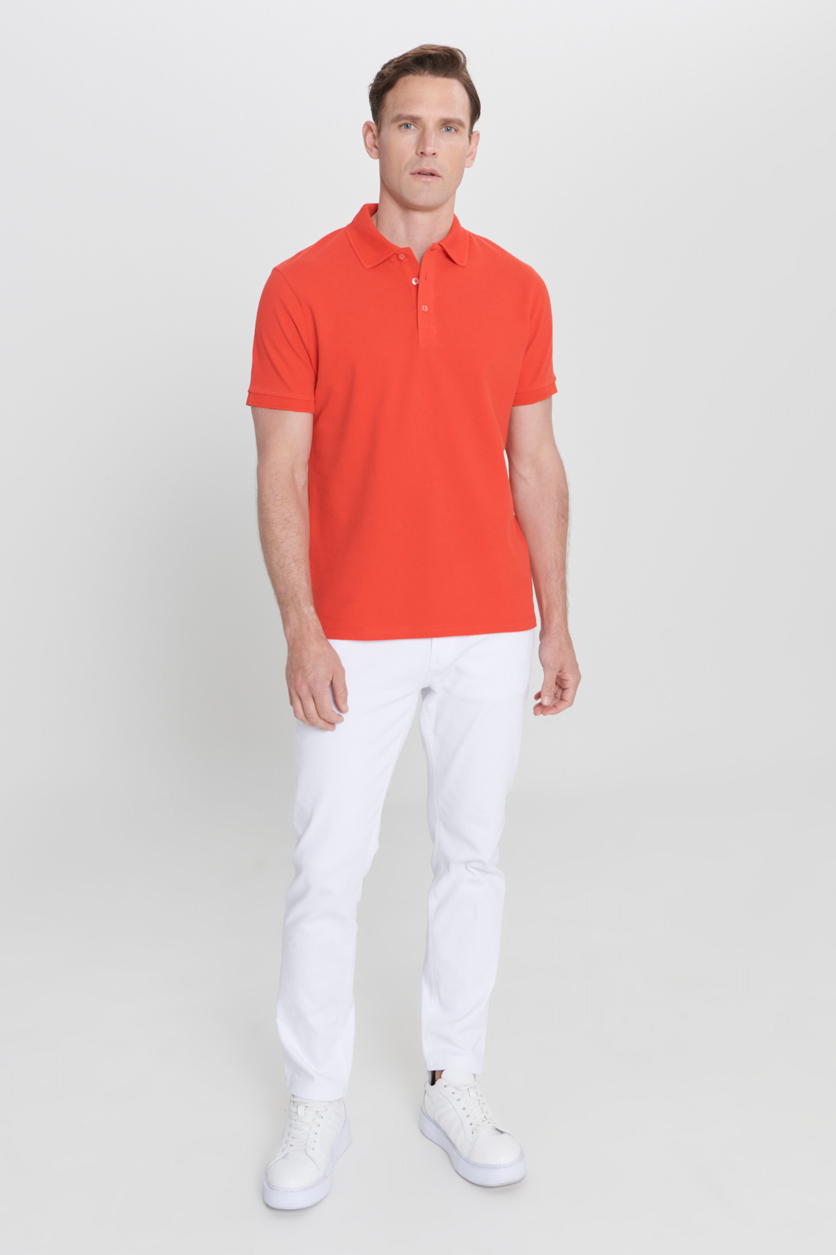 ALTINYILDIZ CLASSICS Erkek Narçiçeği %100 Pamuk Kıvrılmaz Pike Polo Yaka Slim Fit Dar Kesim Tişört görsel 7