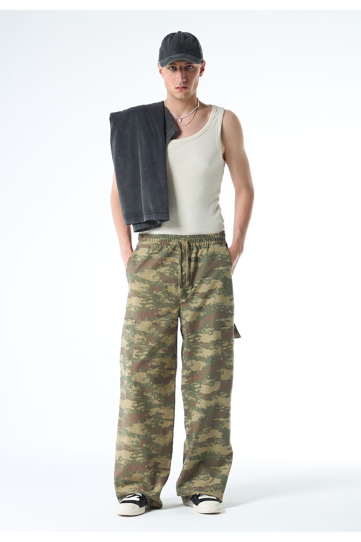 Kargo Cep Detaylı Kamuflaj Pantolon — سفید DND_40-417 — تصویر 2 از 5
