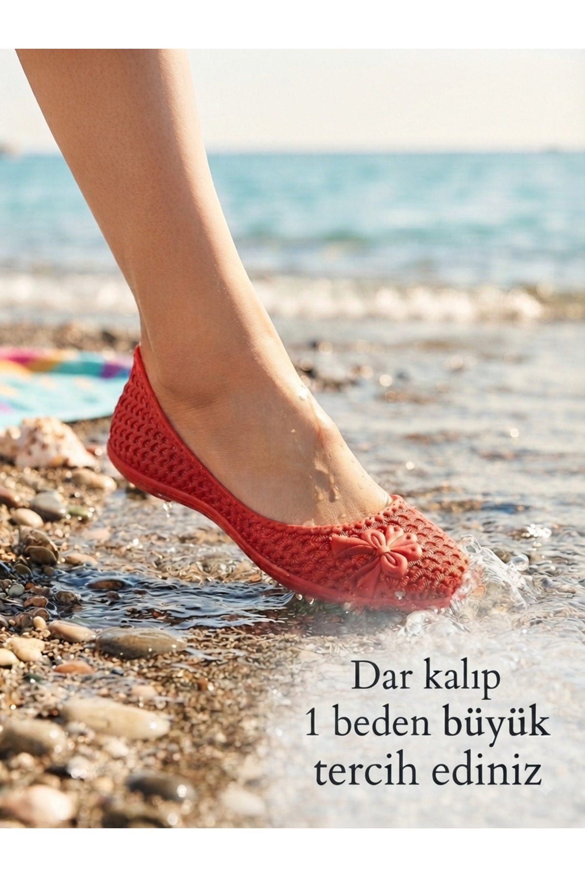 emek lastik Kadın Plastik Kaymaz Taban Kırmızı Deniz Bahçe Plaj Ayakkabısı
