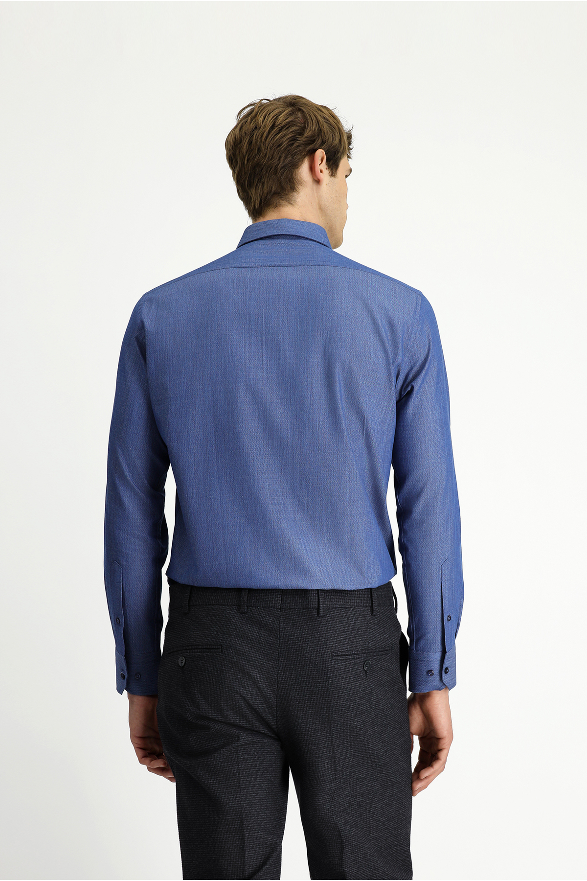 Kiğılı Uzun Kol Slim Fit Dar Kesim Spor Desenli Pamuk Denim Gömlek görsel 6