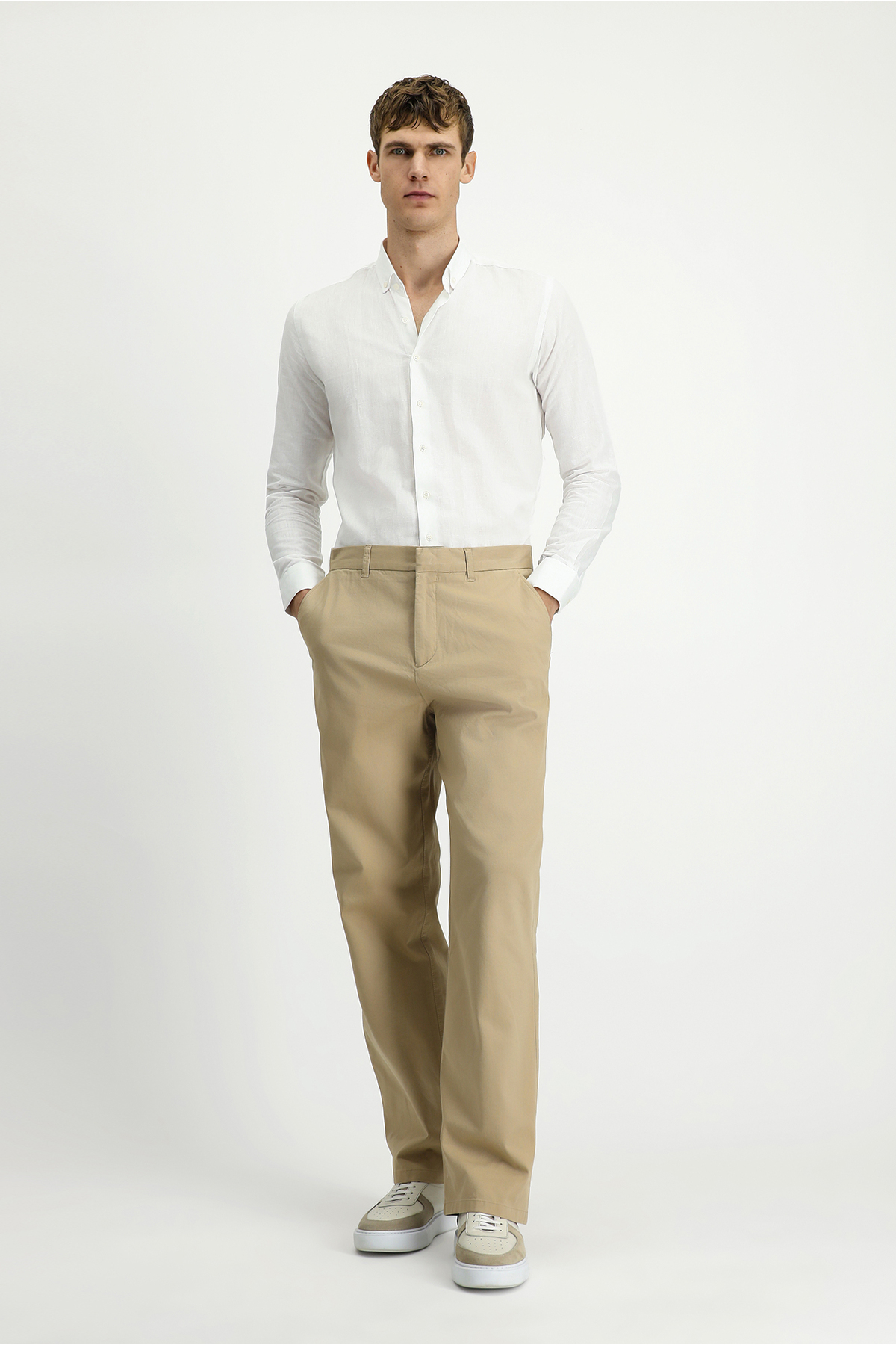 Regular Fit Standart Kesim Likralı Kanvas / Chino Pantolon