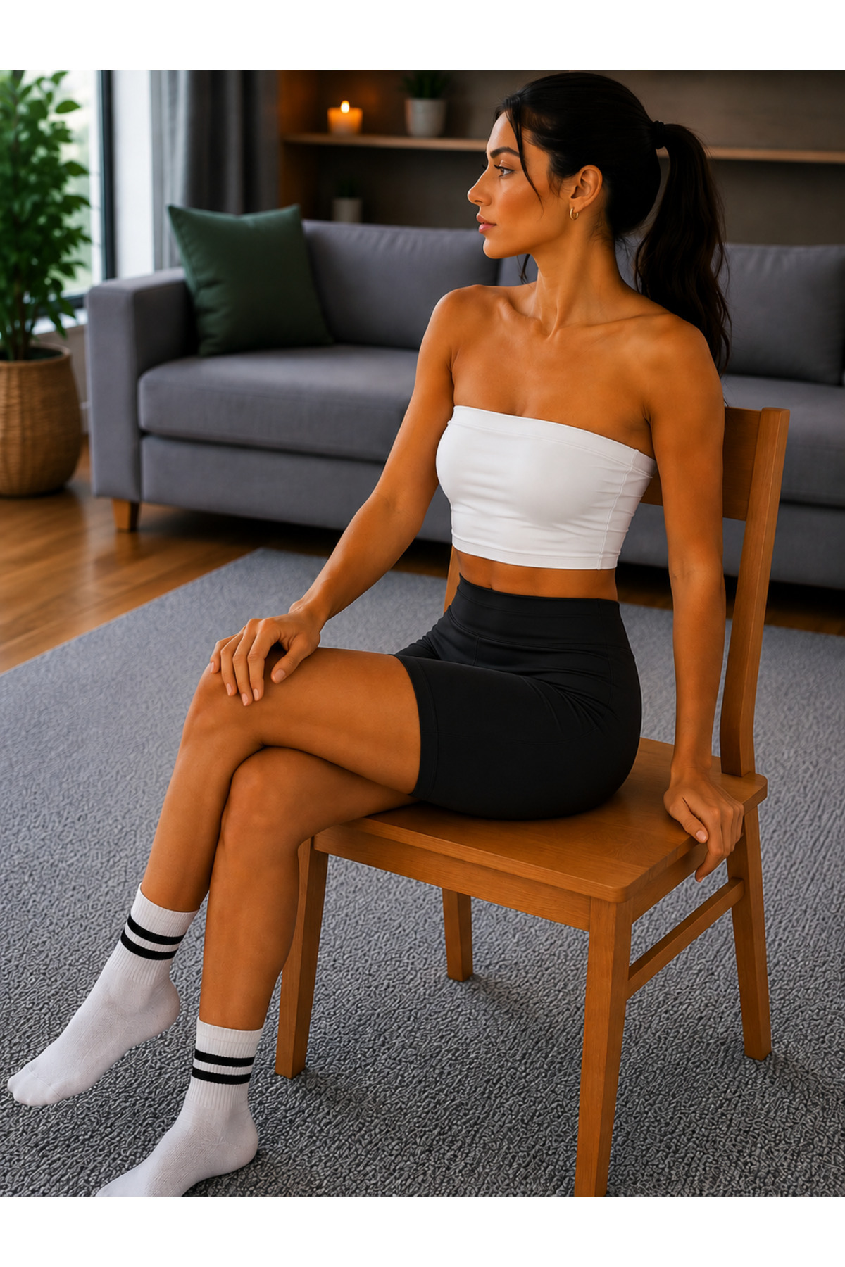 DiaSia Premium Kadın Straplez Büstiyer Crop Top Esnek Spor Gündelik Kombin görsel 7