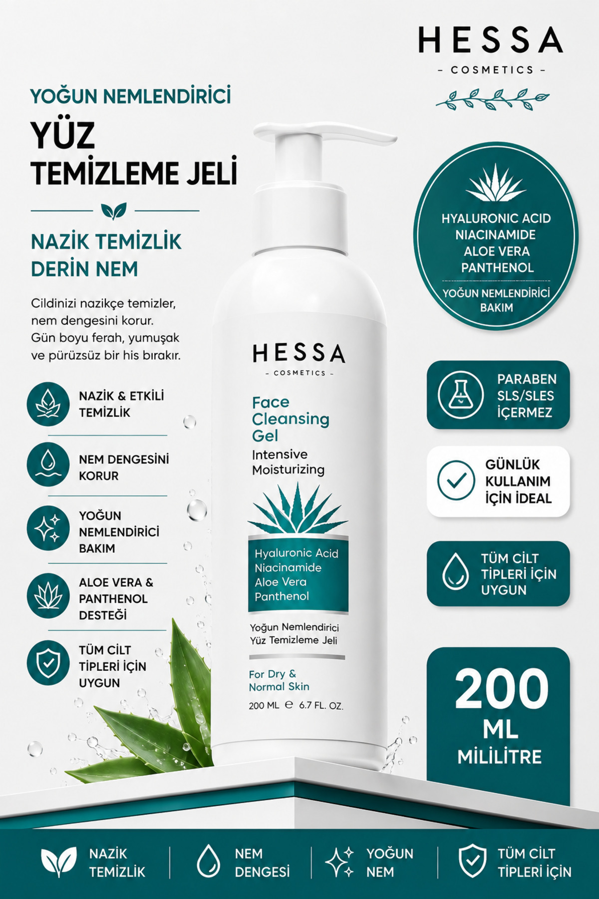 HESSA COSMETİCS Yoğun Nemlendiricili Yüz Temizleme Jeli