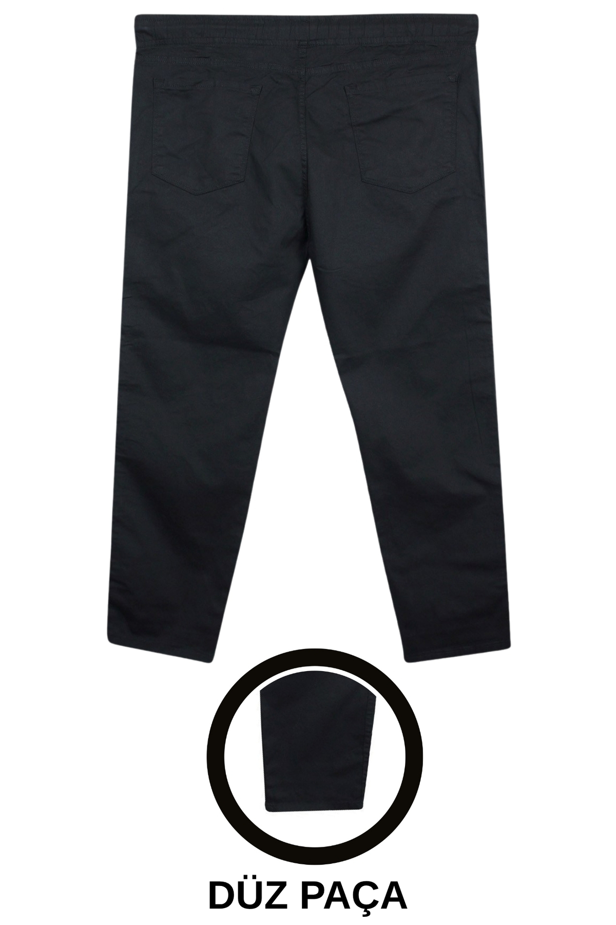 marufshop Battal Beden Erkek 100-156 Kilo Arası İçin Uygun Bedenli Düz Paça Bağcıklı Gabardin Pantolon Siyah görsel 3