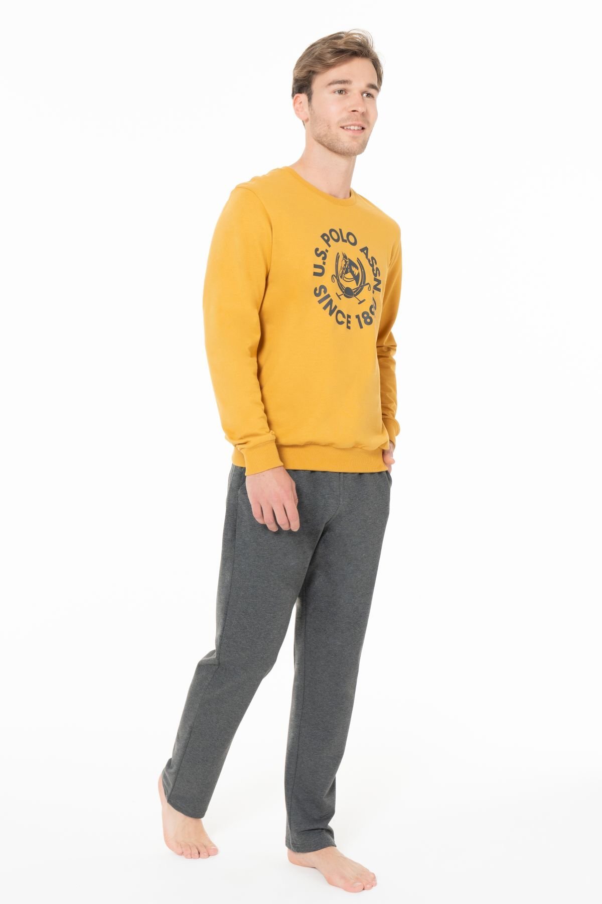 ست پیژامه و لباس خواب مردانه یقه گرد | یو اس پولو U.S. Polo Assn. 1218918 TR - تصویر 4
