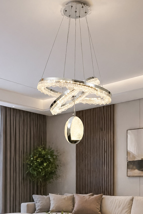 Fer Avize Rüya Modern Tasarım Sarkıt Led Avize 3 Renk Işık Kristal Görünüm Ot...