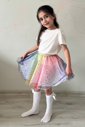 Yasemin's Little Sparkles Kız Çocuk Işıltılı Gökkuşağı Etek – Yıldızlı Prense...