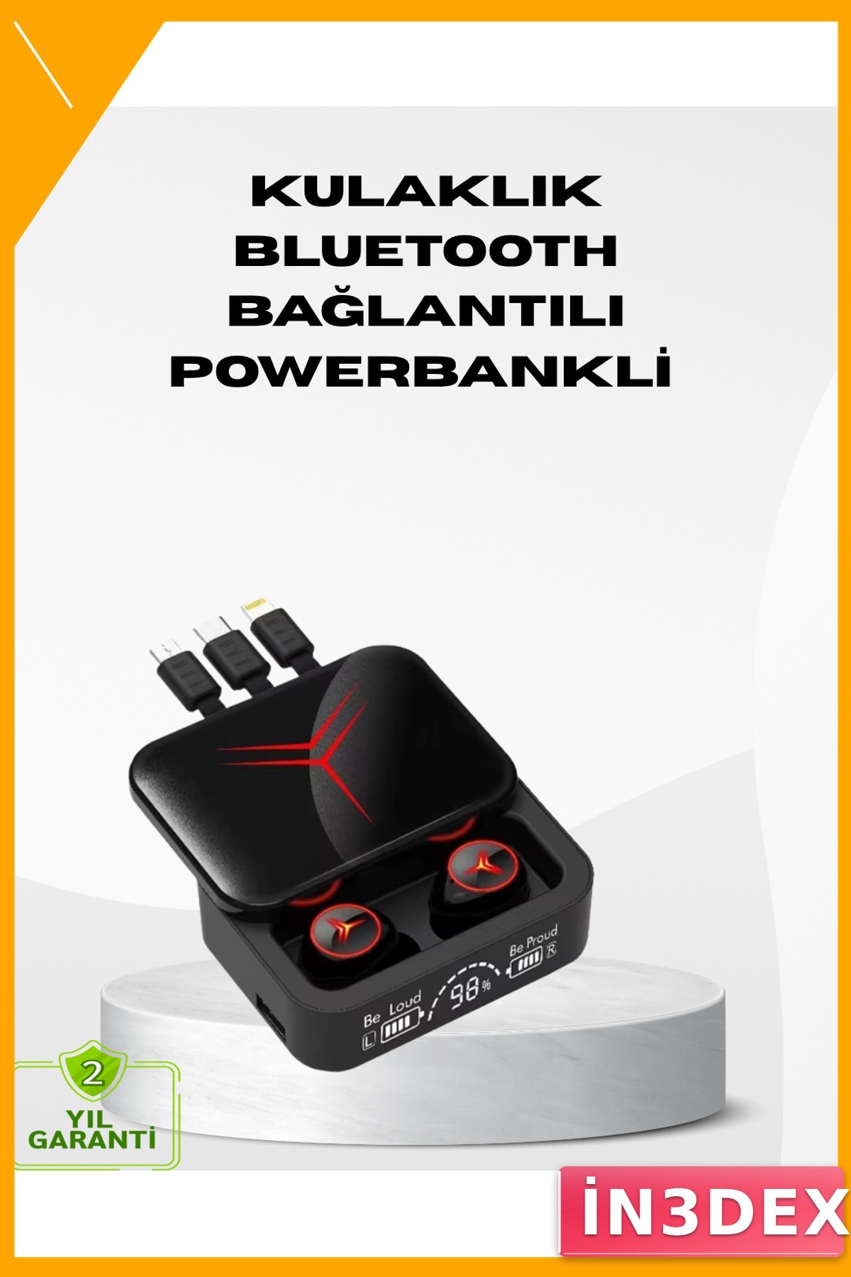 Bluetooth Kablosuz Kulaklık Powerbank Şarj Kutusu Dokunmatik Kontrol