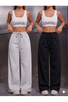 yx yustex sport 2’li Paket Kadın Mevsimlik Oversize Eşofman Altı Seti - Siyah...