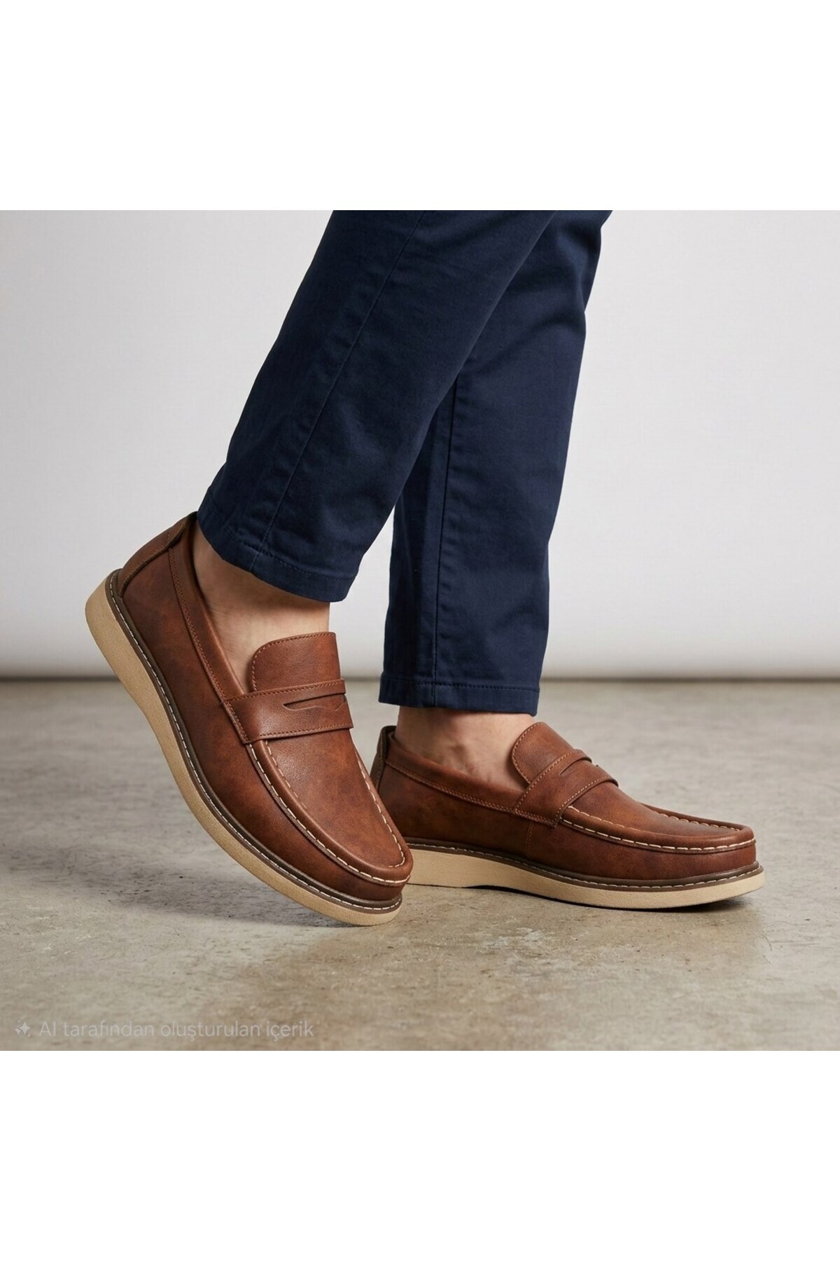 Öztürk Bağcıksız Fiyonk Bant Model Erkek Loafer Ayakkabı MK-100 görsel 2