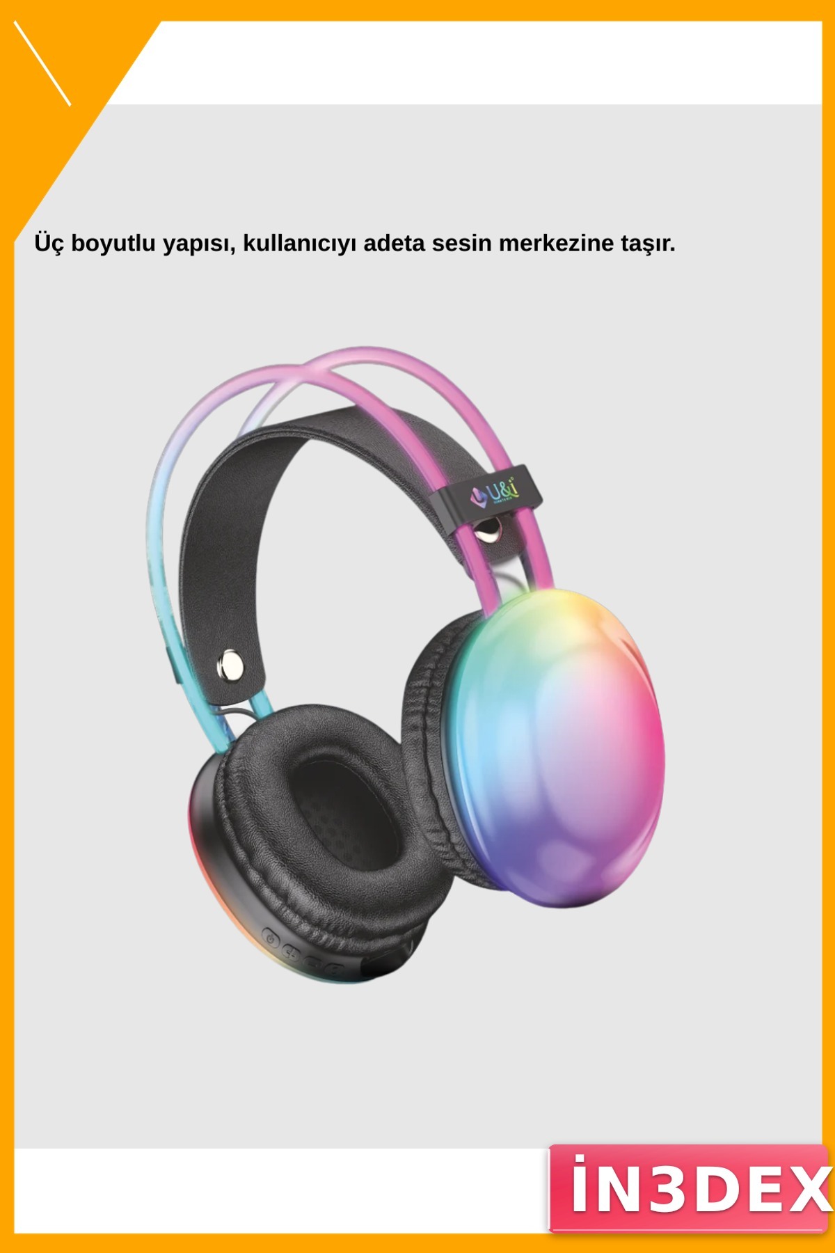 Kablosuz RGB Kulaklığı 3D Ses Bluetooth 5.3 800mAh