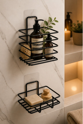 BB MAİSON Yapışkanlı Metal Diş Fırçalık + Katı Sabunluk 2’Li Set