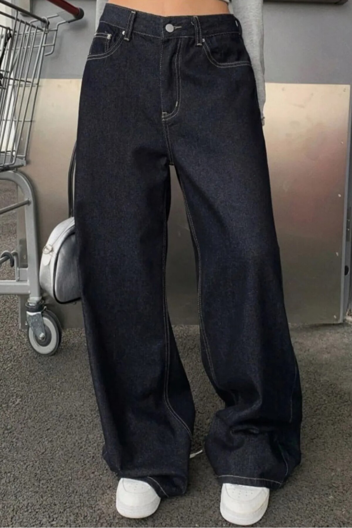 Genel Markalar Lacivert - Baggy Kot Pantolon