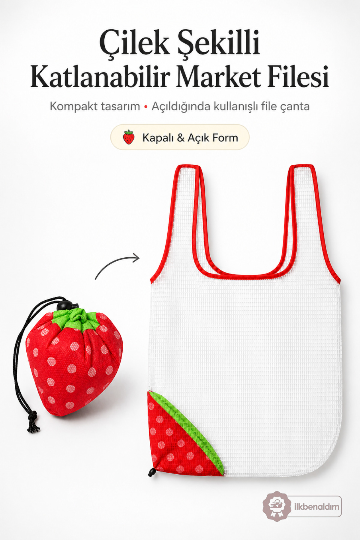 パックメン様 おまとめ出品用 İlkbenaldim Çilek Şekilli Katlanabilir Market Filesi – Kompakt