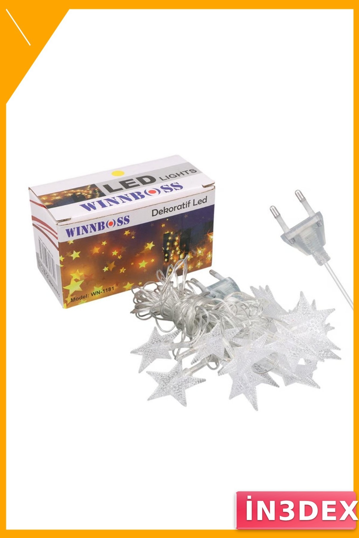 Enerji Tasarruflu LED Işık Zinciri 5 Metre Beyaz Yıldız