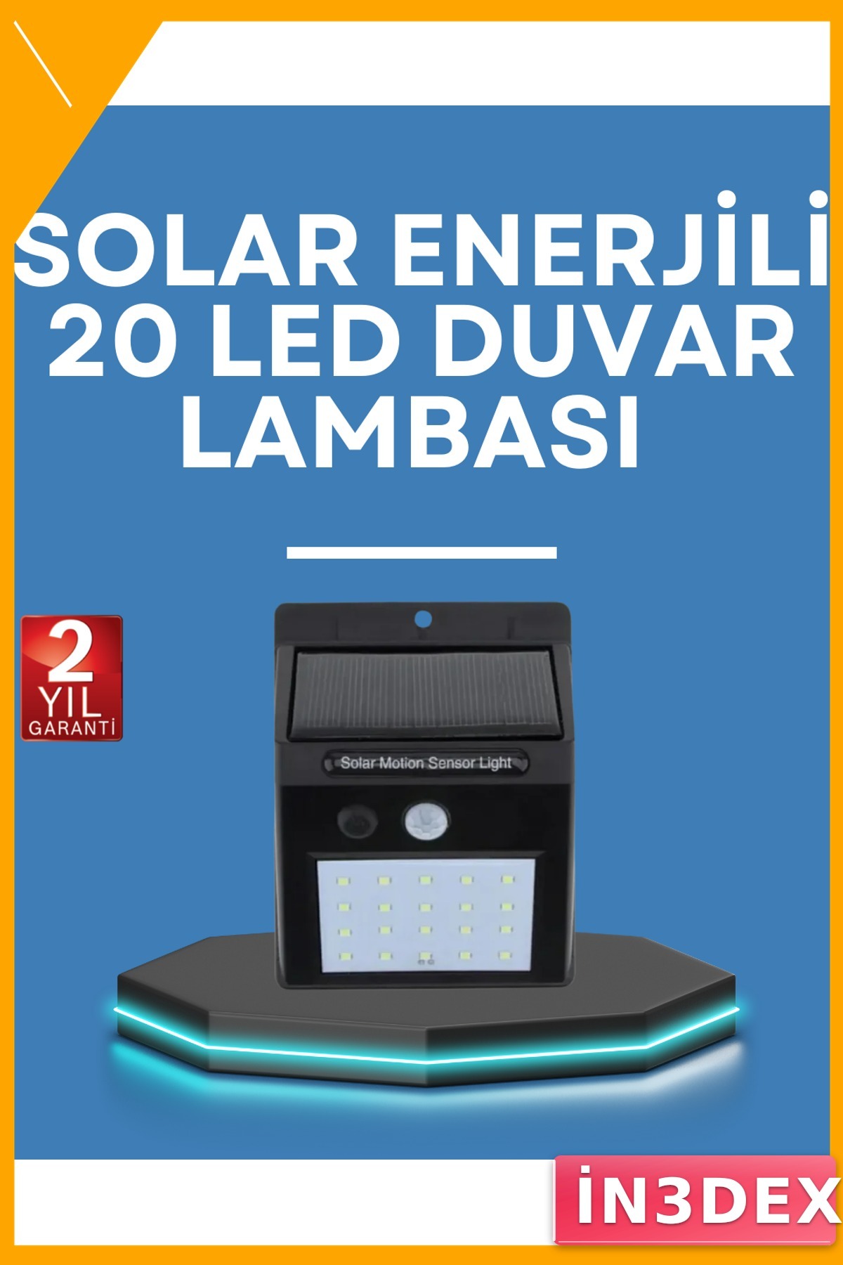 Solar Hareket Sensörlü LED Güvenlik Lambası 120° PIR