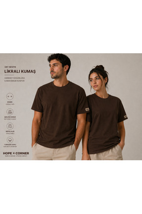 hope corner Unisex Basic Tişört %100 Pamuk Likralı Rahat Kalıp Beyaz