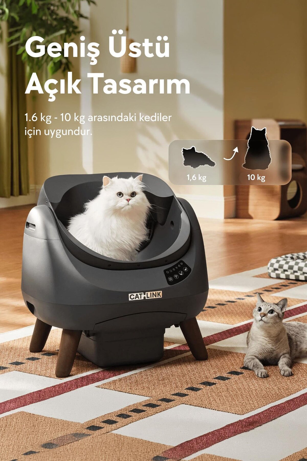 Zampa CATLINK Üstü Açık Otomatik Kedi Tuvaleti - Scooper Open-X