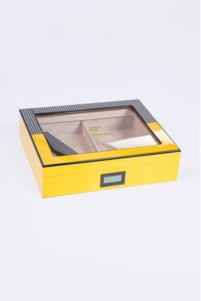 Habanos Cohiba Sarı Nokta Desenli Humidor Puro Kutusu