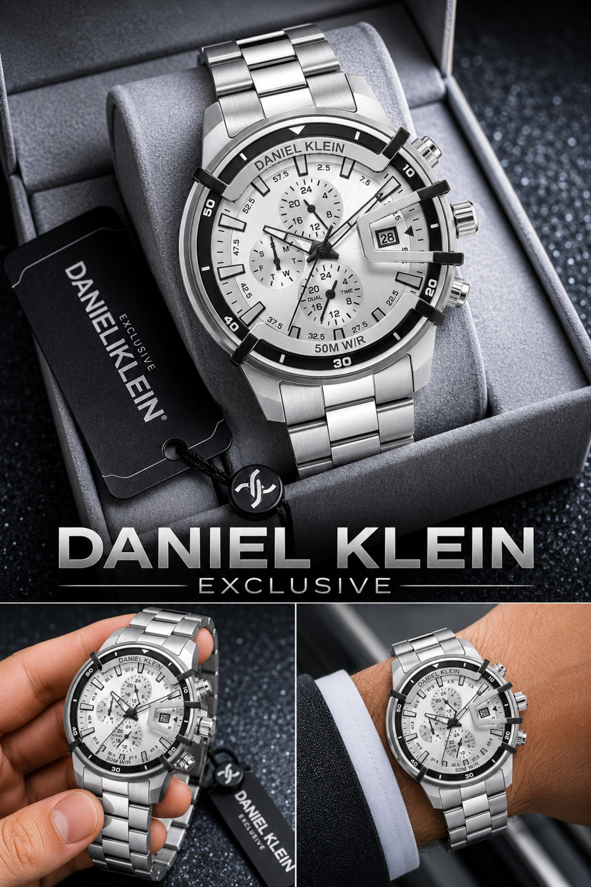 Exclusive Men's Watch Stylish Gift Wrist Watch with Steel Strap Japanese Movement Special Box DKE2151C6