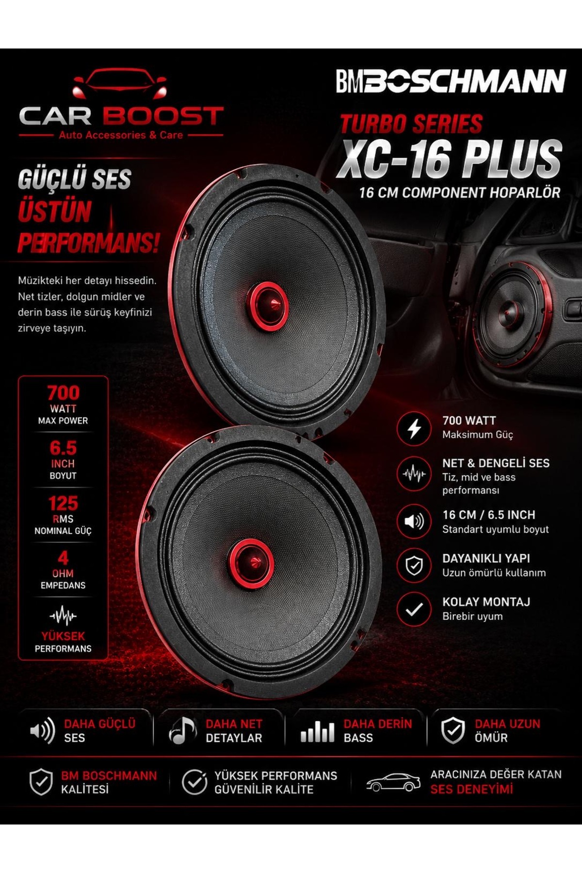 Boo Williams & Sadar Bahar CDセット CAR BOOST BM Boschmann XC-16 Plus 16 CM Midrange Hoparlör 700W
