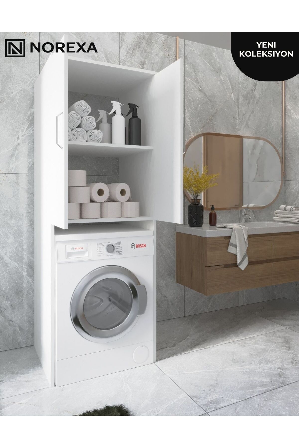 ナオページ NOREXA Çamaşır Makinesi Dolabı Çok Raflı Banyo Düzenleyici Dolap