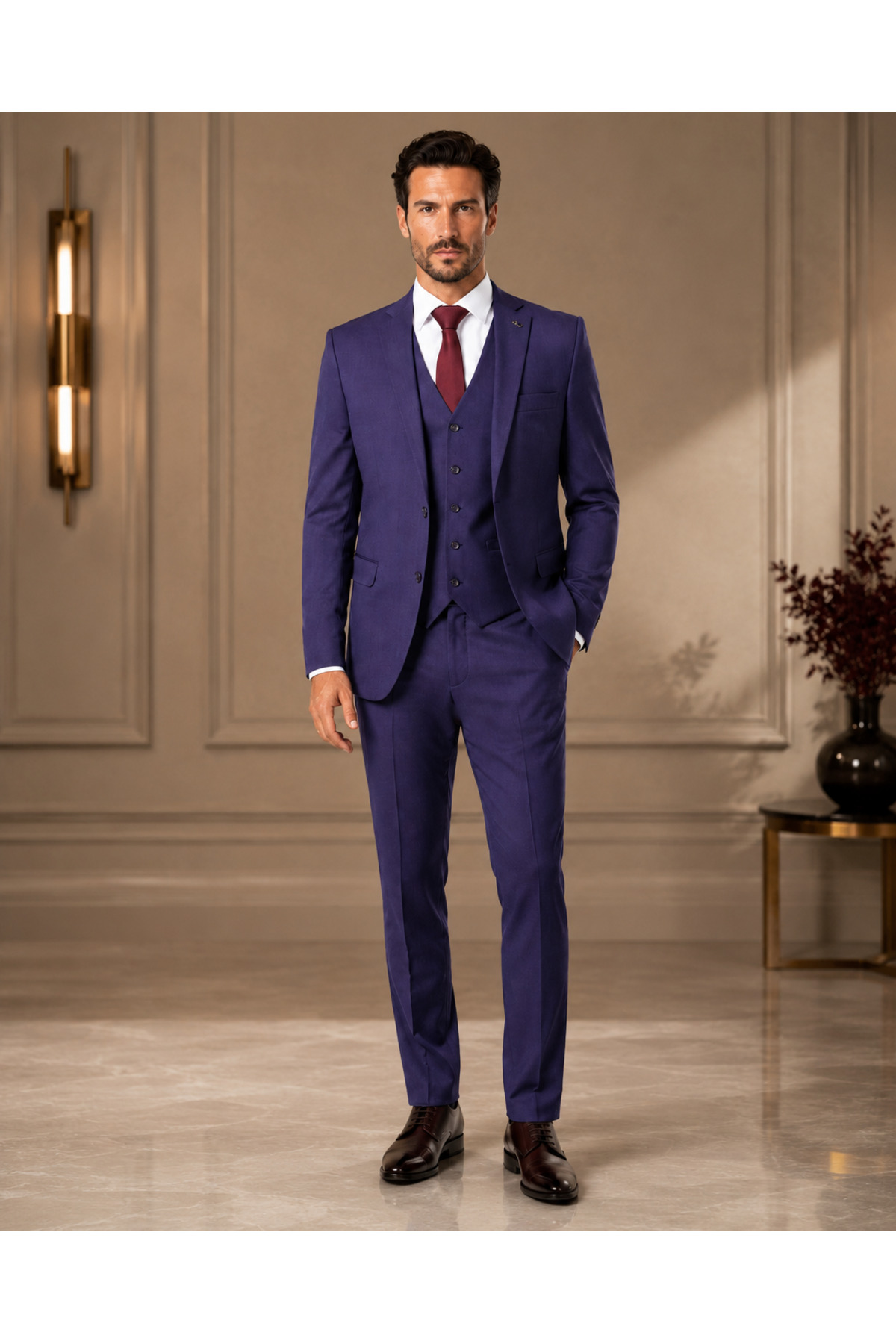 کت و شلوار مردانه – Slim Fit Premium Classic Elegance — بنفش 57-6544/133-1102 — تصویر 2 از 5