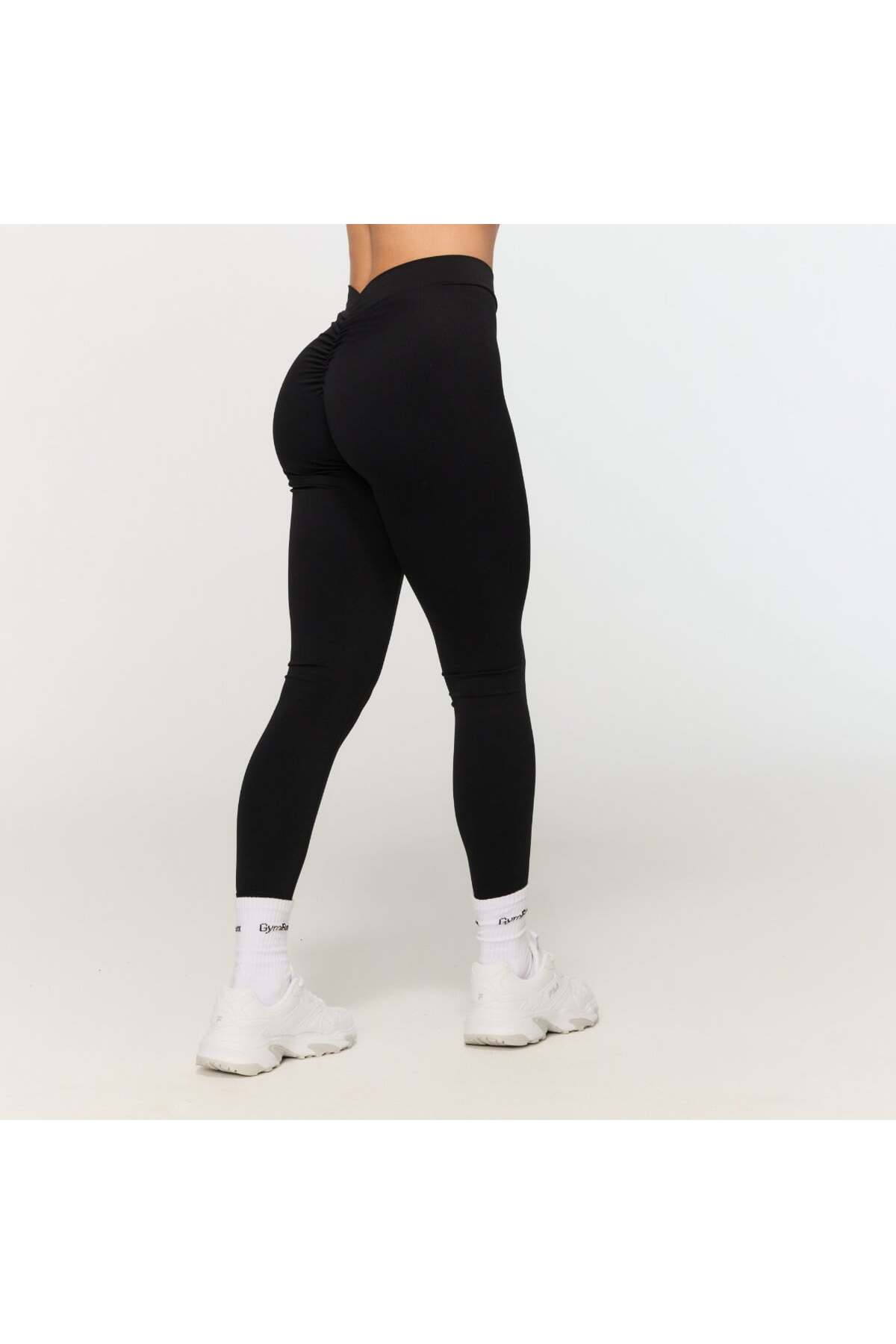 GymBeam Colanți de damă cu spate în V, negri, XL