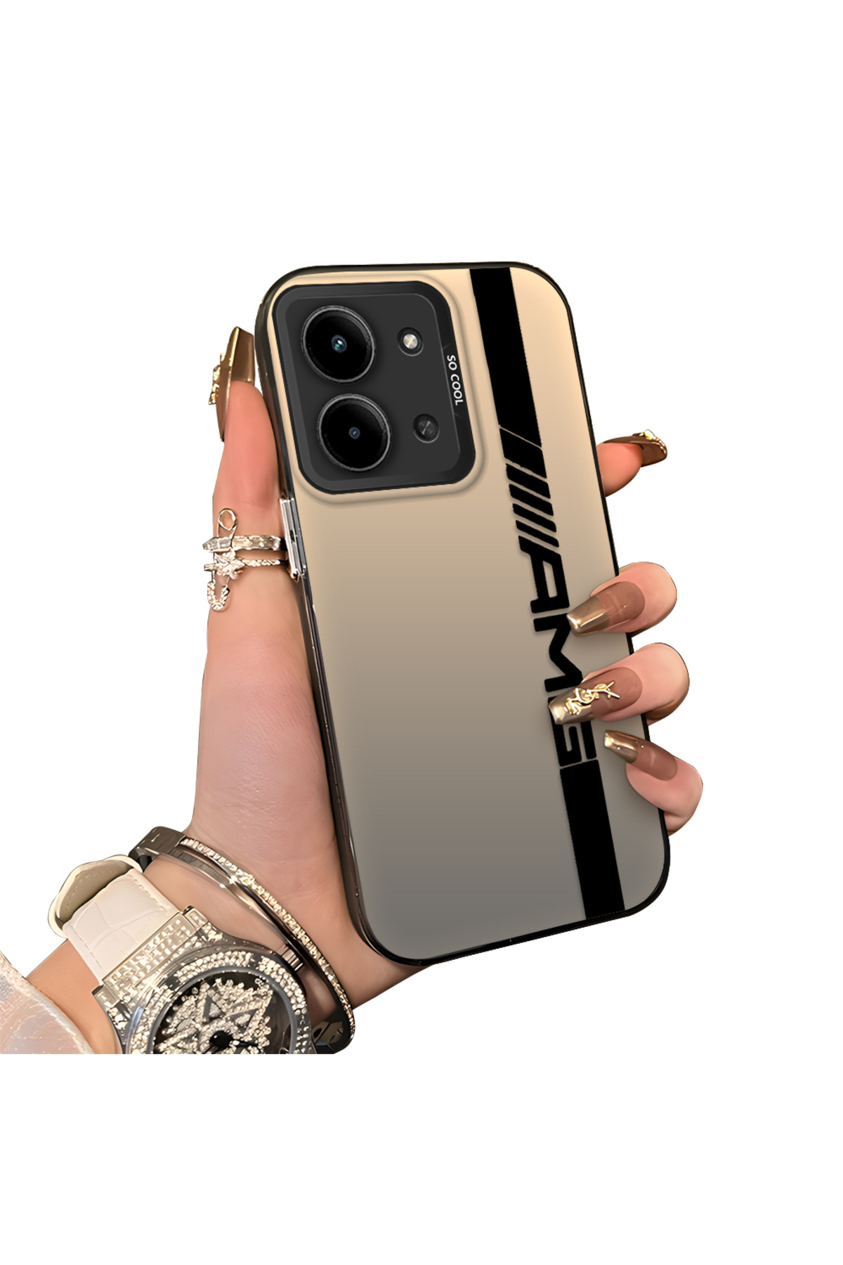 Redmi 15c 5G Compatible Silicone Edge Hard Back Anti Fall Phone Case AMG Pattern