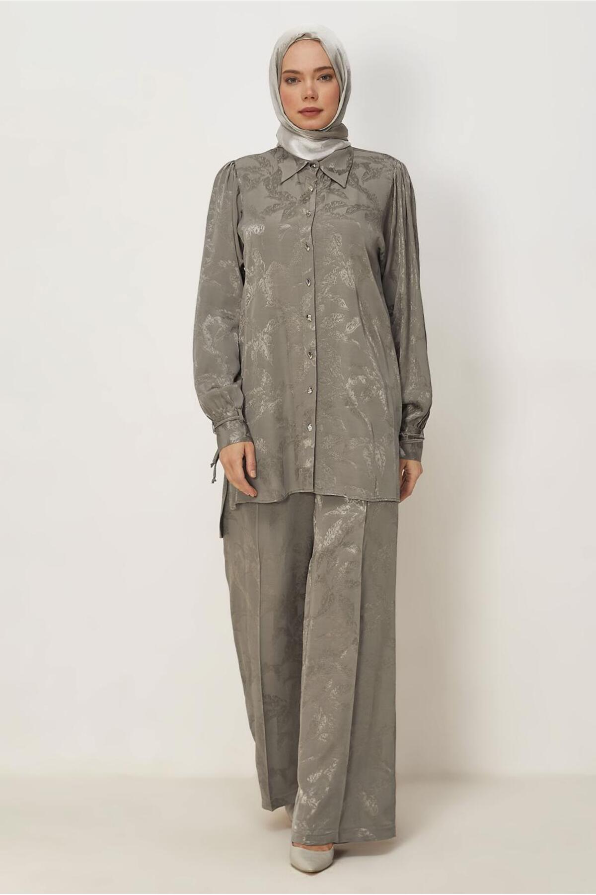 Alvina Shirt Collar Jacquard Suit 46568